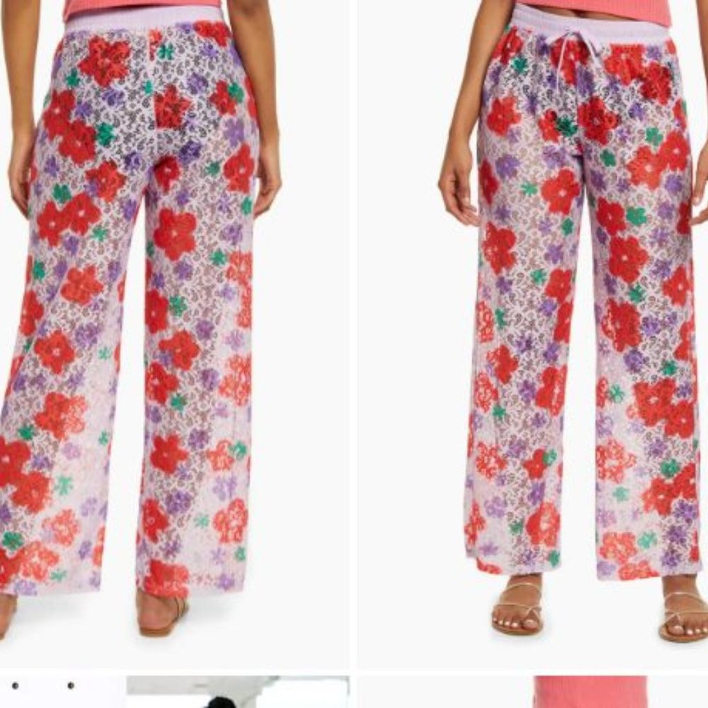 NWT BP Be Proud Gender Inclusive sheer lace drawstring pants sz XXS floral print